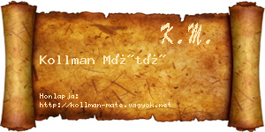 Kollman Máté névjegykártya
